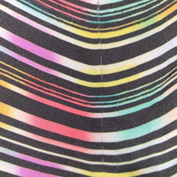 Alice & Olivia Multicolor Striped SKATER 100% Silk Mini Dress Size Medium - Picture 6 of 8
